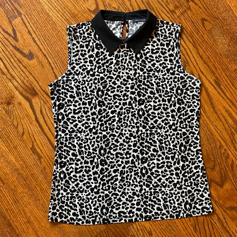 Tommy Hilfiger Leopard Print/Animal Print Blouse - Size Medium